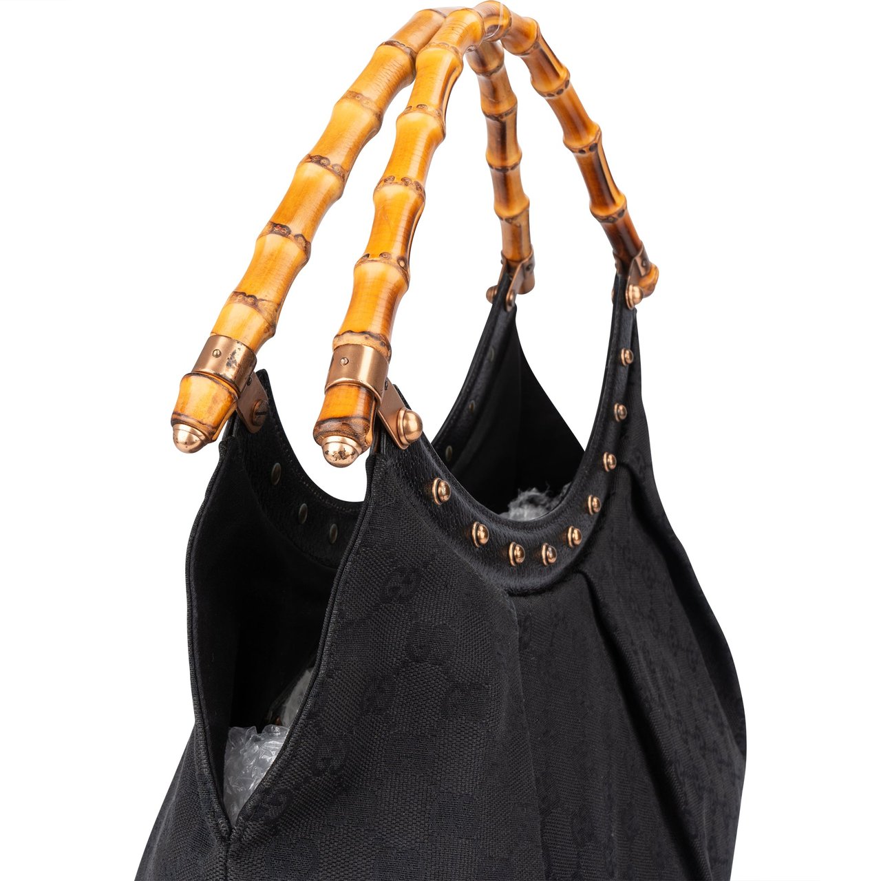 Gucci Gucci GG Monogram Bamboo Handbag Zwart