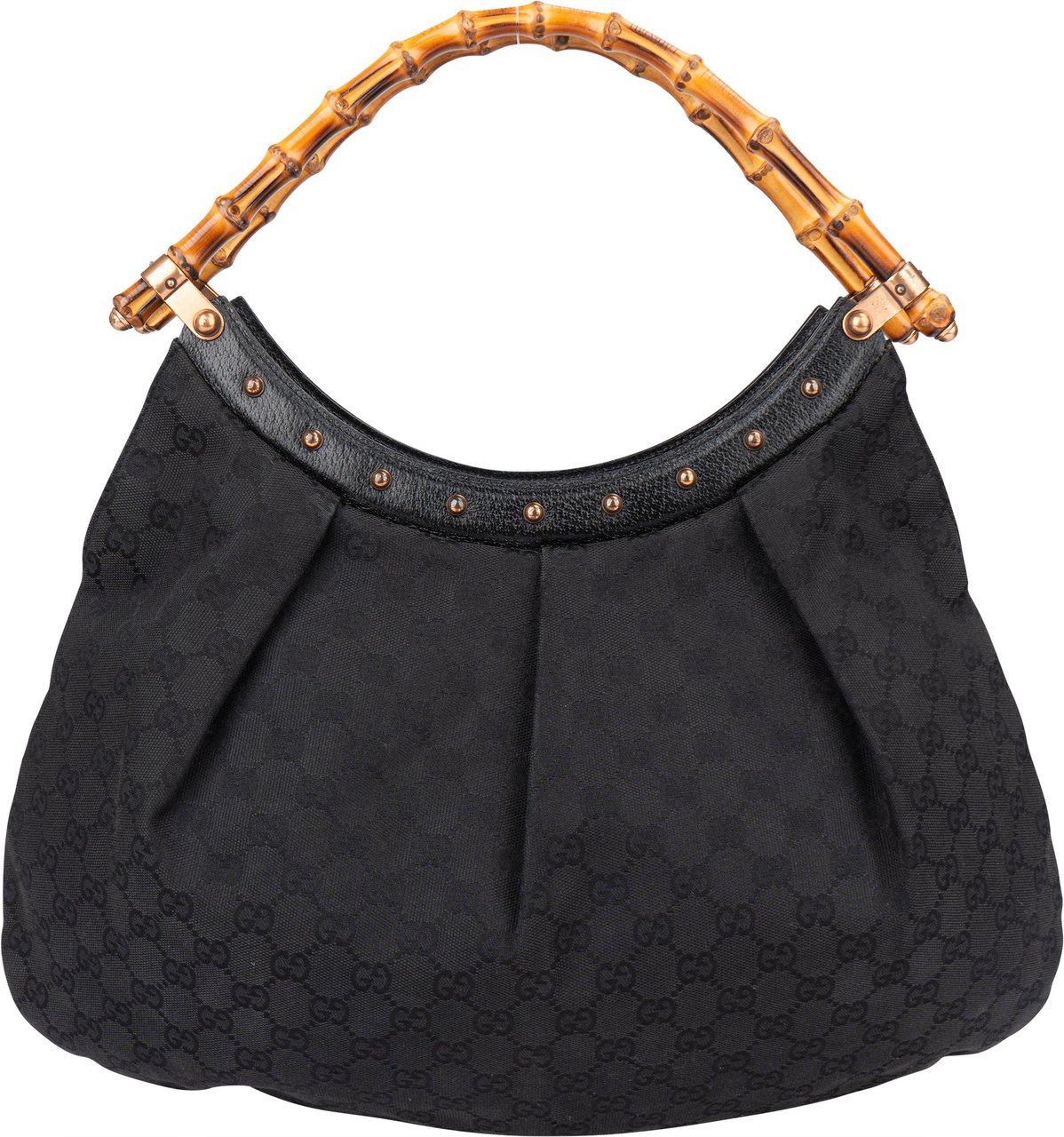 Gucci Gucci GG Monogram Bamboo Handbag Zwart