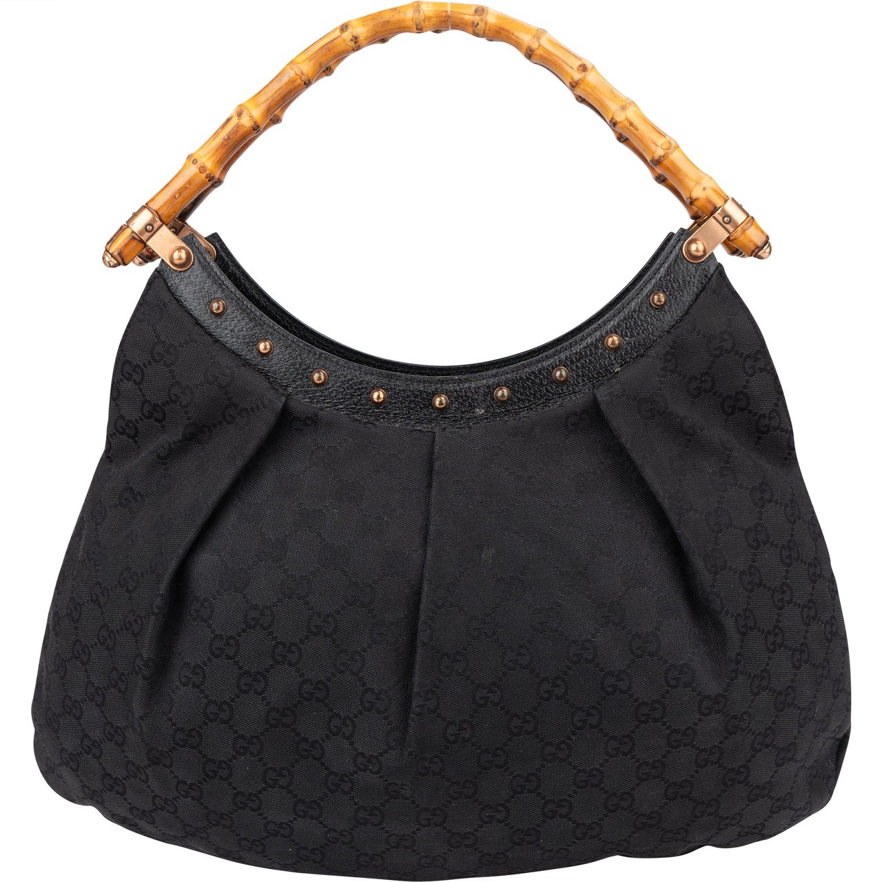 Gucci Gucci GG Monogram Bamboo Handbag Zwart