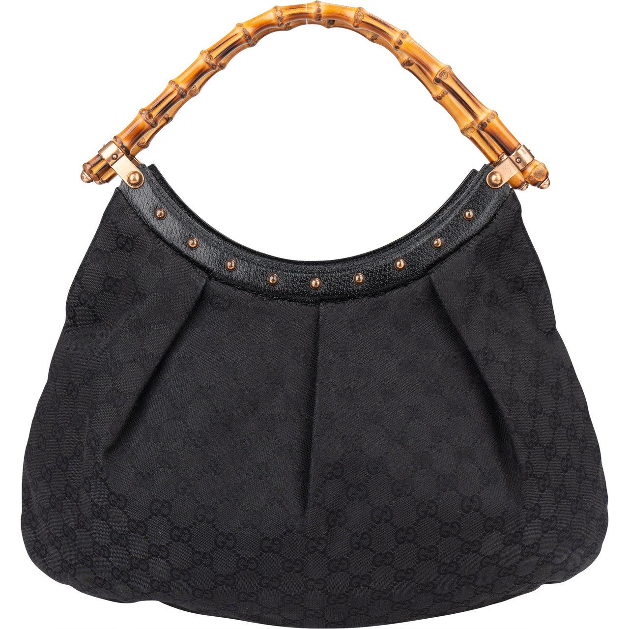 Gucci Gucci GG Monogram Bamboo Handbag Zwart