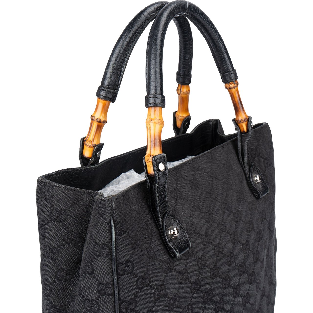 Gucci Gucci GG Monogram Bamboo Handbag Zwart