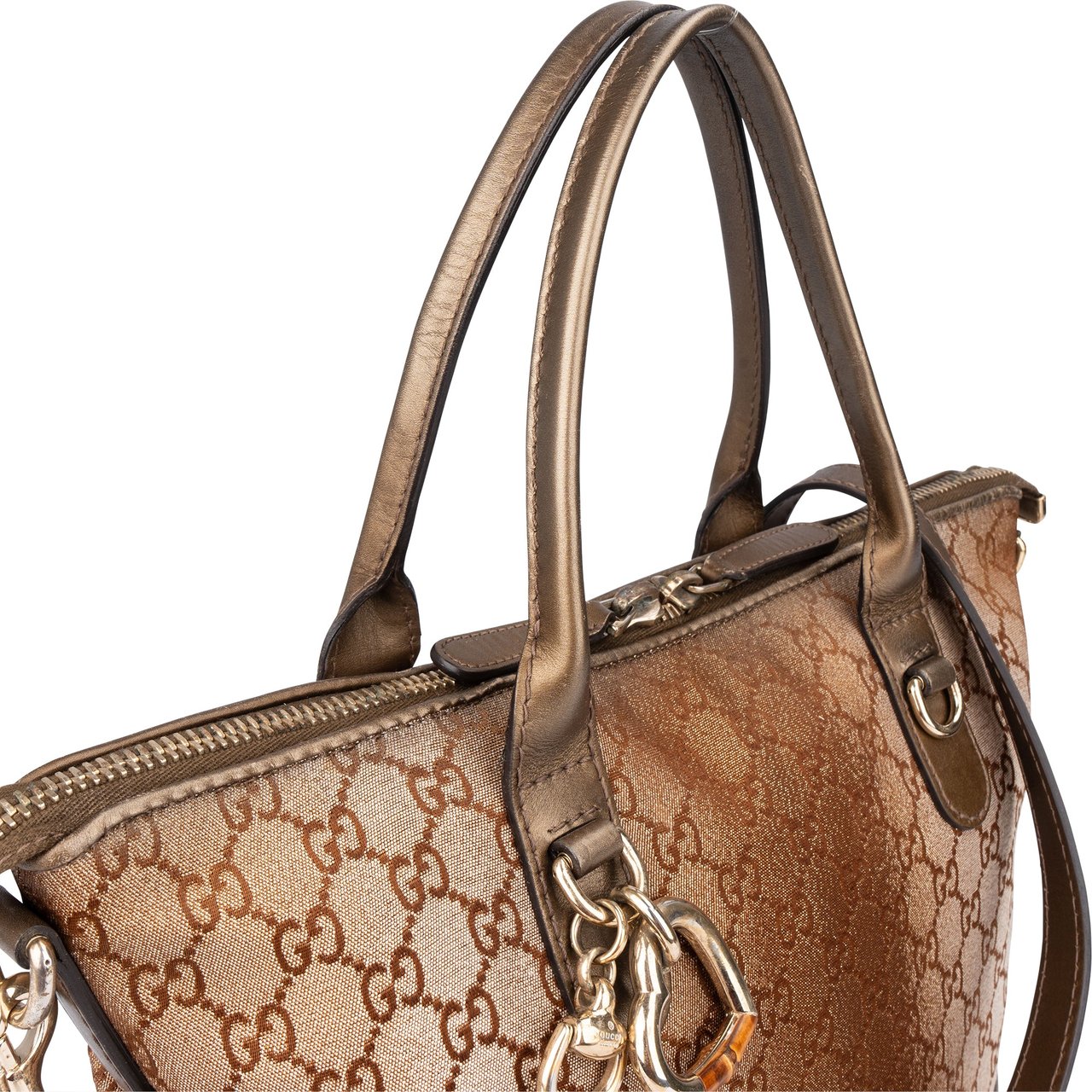 Gucci Gucci Shimmering Monogram Charmy Handbag Bruin