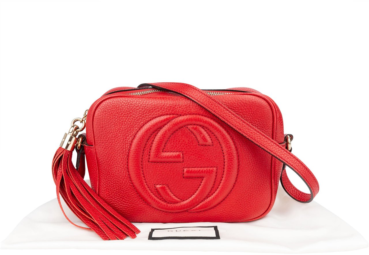 Gucci Gucci Red Leather Soho Crossbody Bag Rood