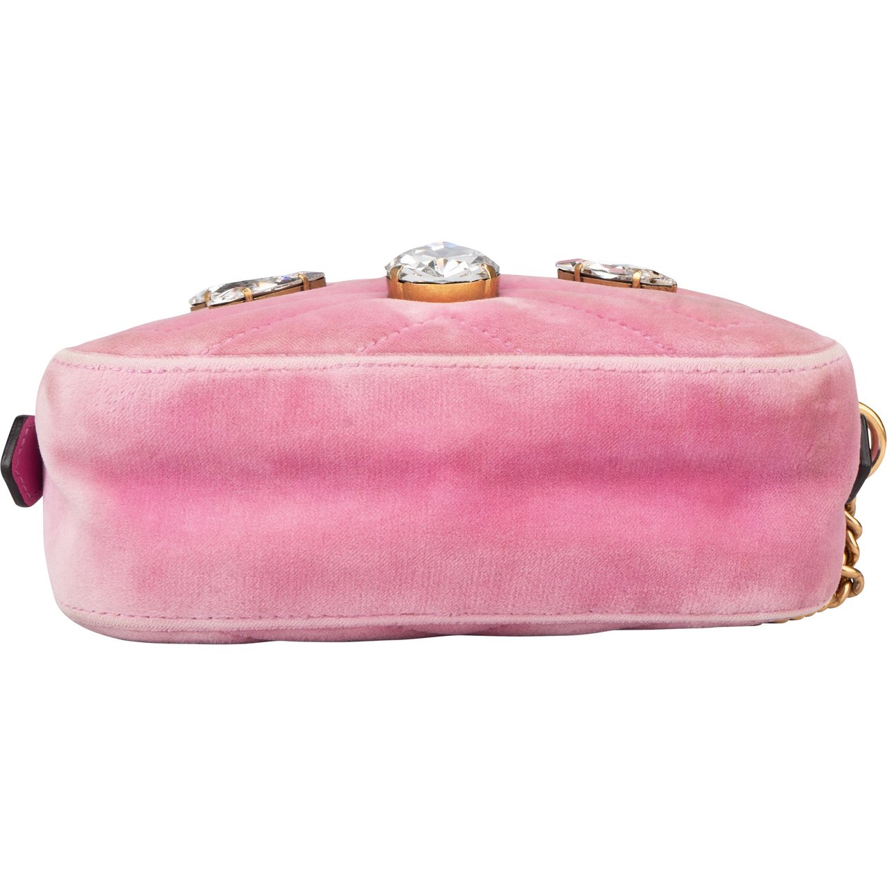 Gucci Gucci Pink Satin Crystal Marmont Crossbody Bag Roze