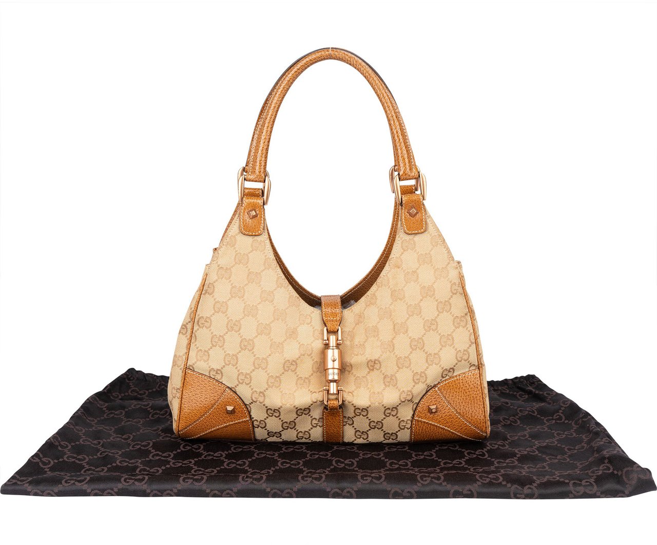 Gucci Gucci GG Monogram Jackie Handbag Bruin