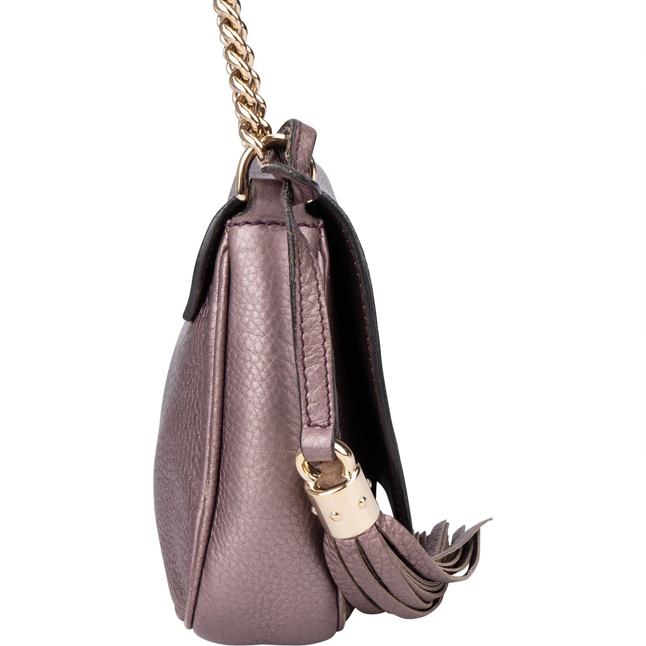 Gucci Gucci Metallic Pink Leather Soho CC Crossbody Bag Roze