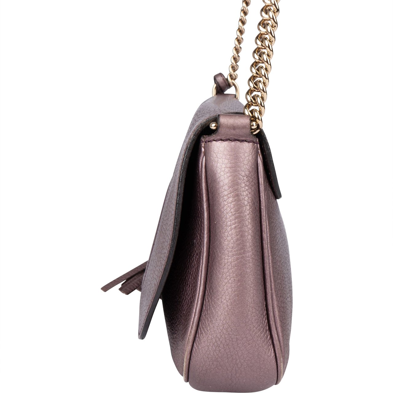Gucci Gucci Metallic Pink Leather Soho CC Crossbody Bag Roze