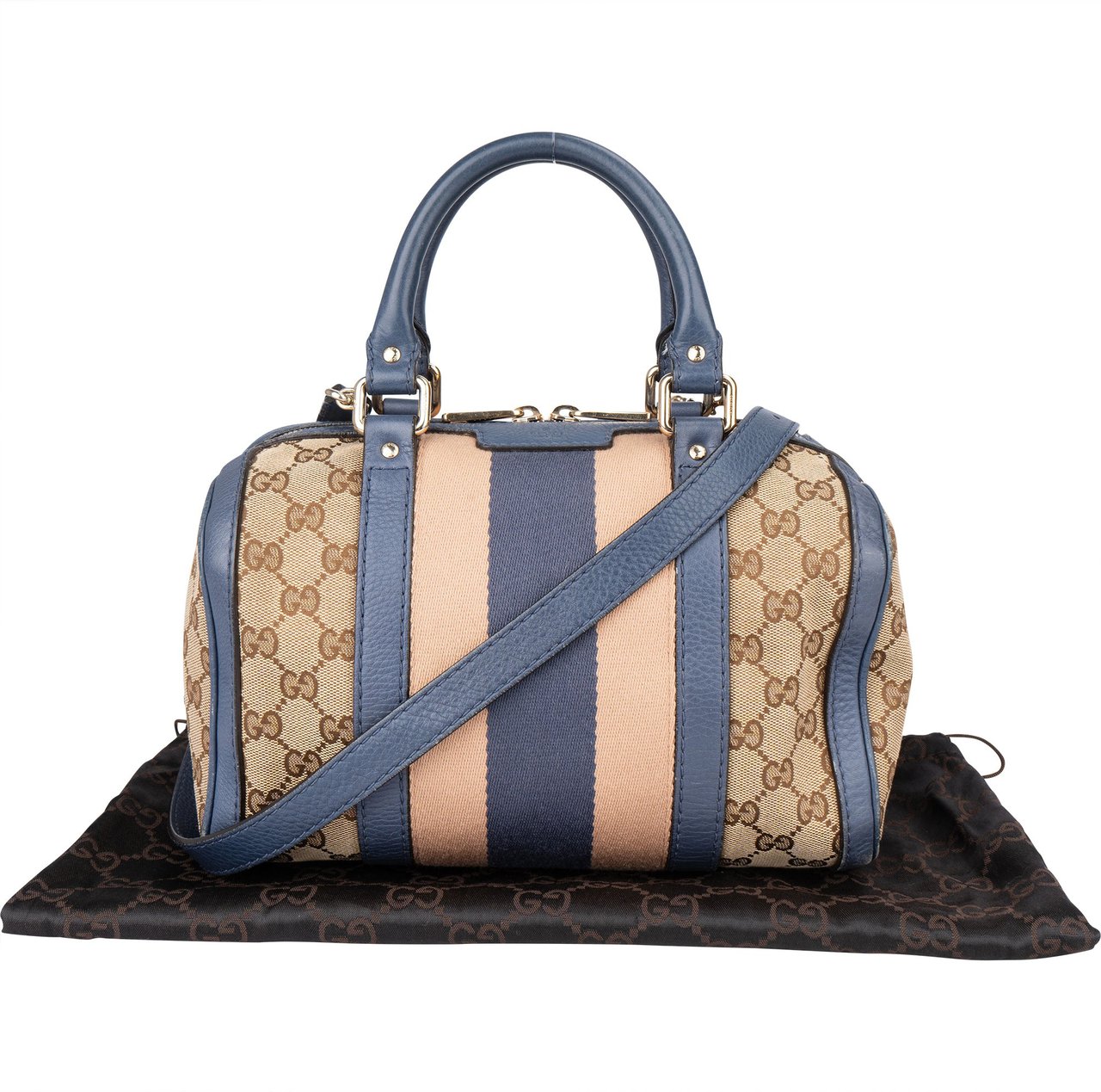 Gucci Gucci GG Monogram Sherry Line Boston Handbag Bruin