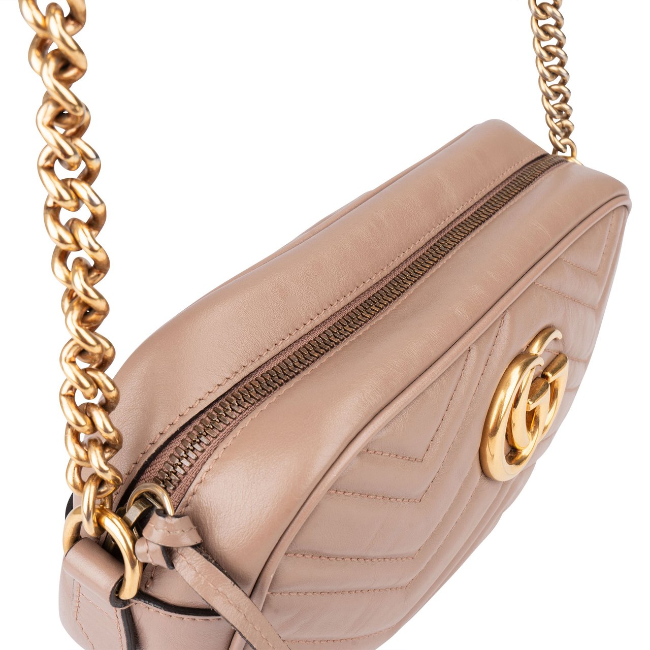 Gucci Gucci Pink Chevron GG Marmont Crossbody Bag Divers