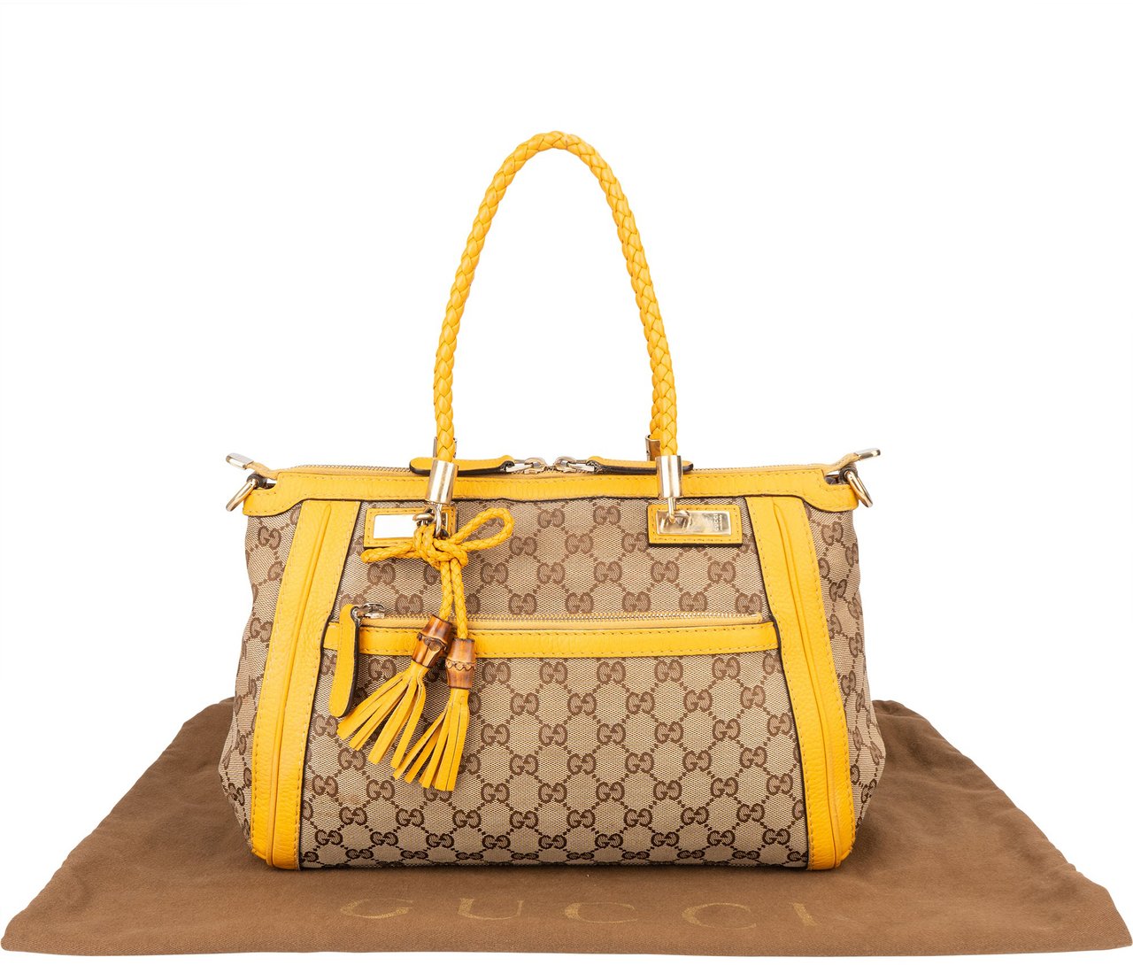 Gucci GG Monogram Bamboo Handbag Bruin