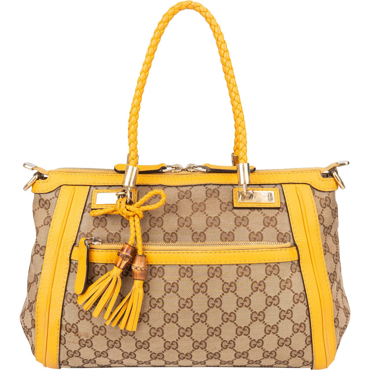 Gucci Gucci GG Monogram Bamboo Handbag Bruin