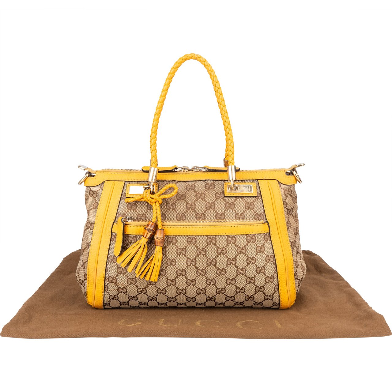 Gucci Gucci GG Monogram Bamboo Handbag Bruin