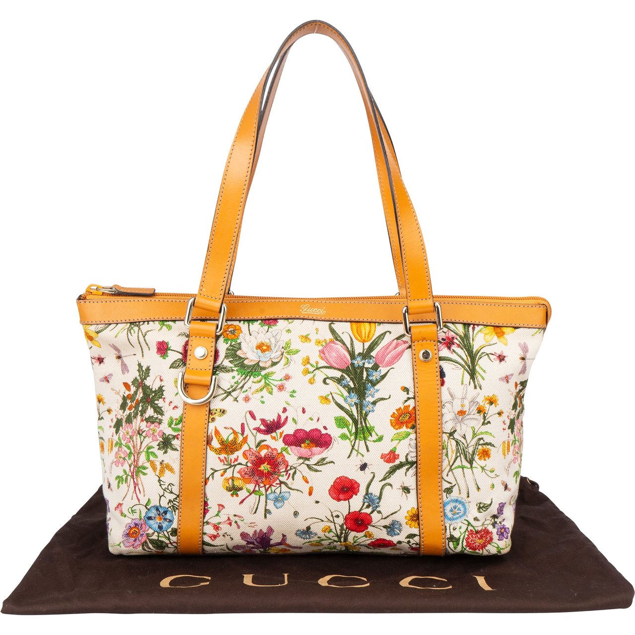 Gucci Gucci Limited Floral Abbey Handbag Oranje