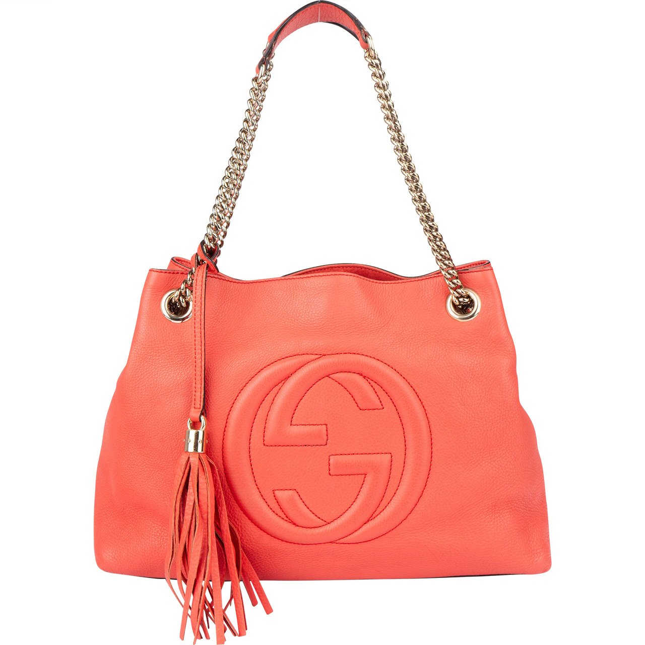 Gucci Gucci Coral Leather GG Soho Crossbody Bag Rood