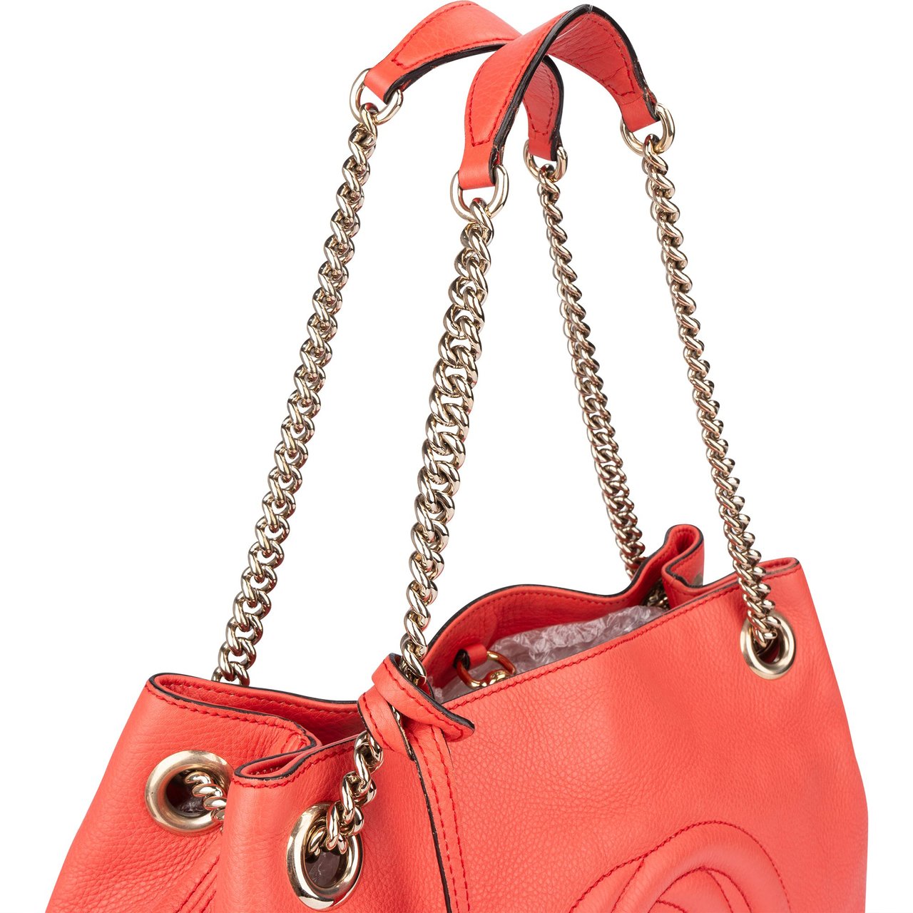 Gucci Gucci Coral Leather GG Soho Crossbody Bag Rood