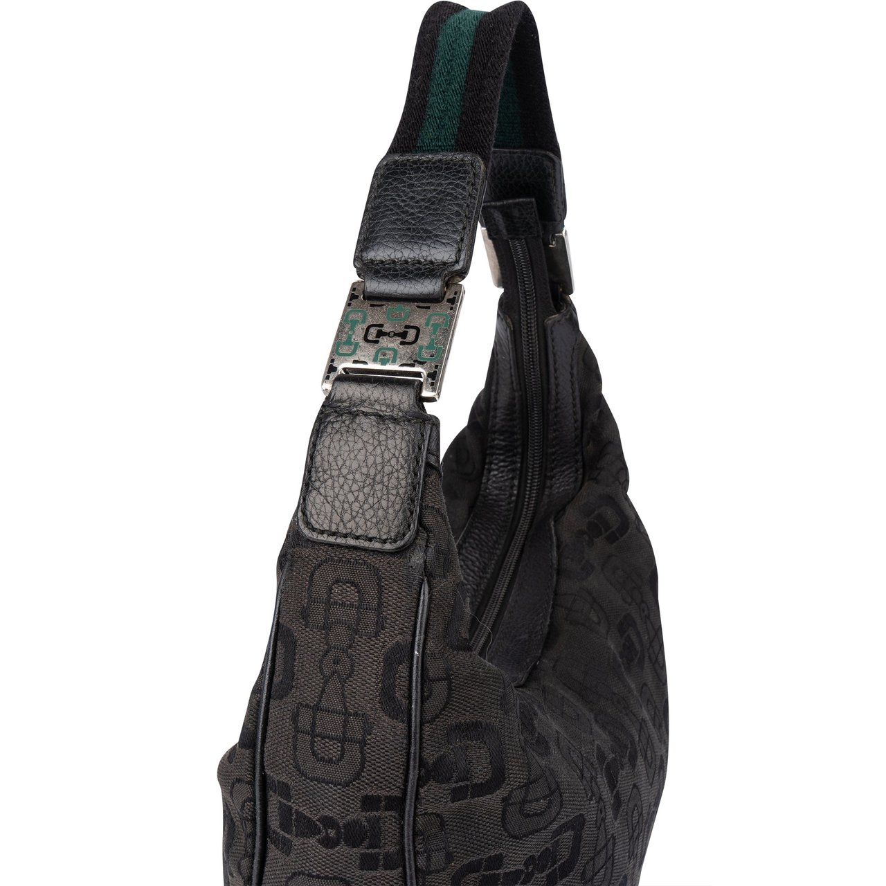 Gucci Gucci Horsebit Monogram Hobo Bag Zwart