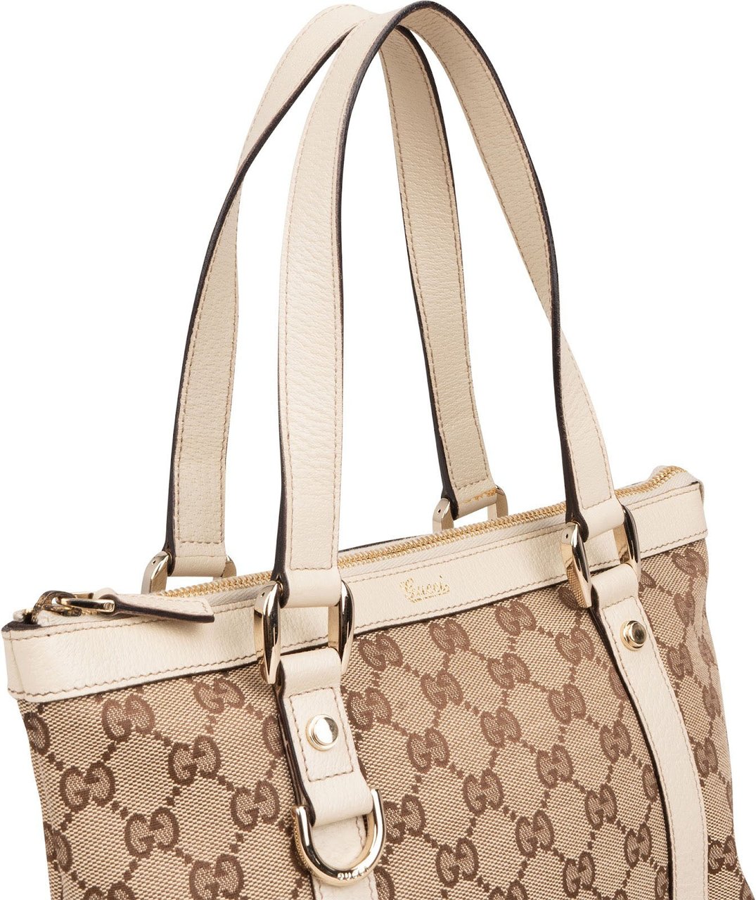 Gucci Monogram GG Canvas Abbey Small Tote Shoulder Bag Beige