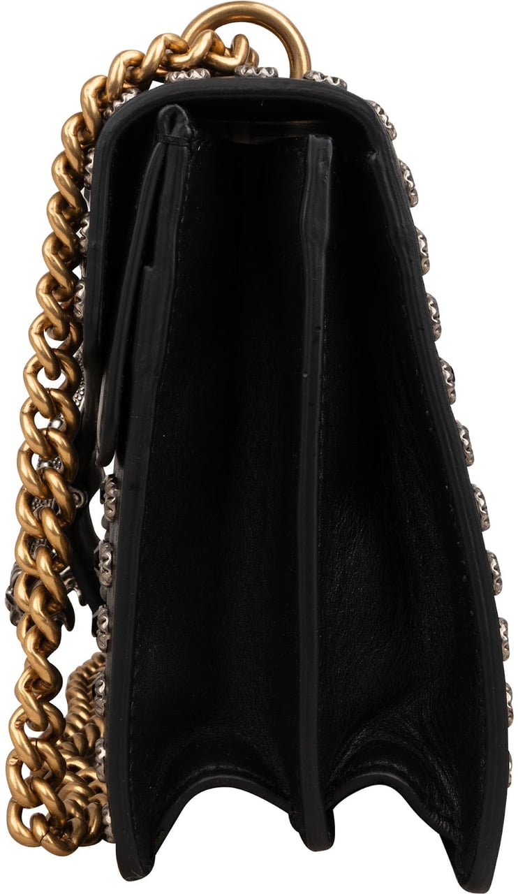 Gucci Black Soft Leather Dionysus Studded Shoulder Bag Zwart