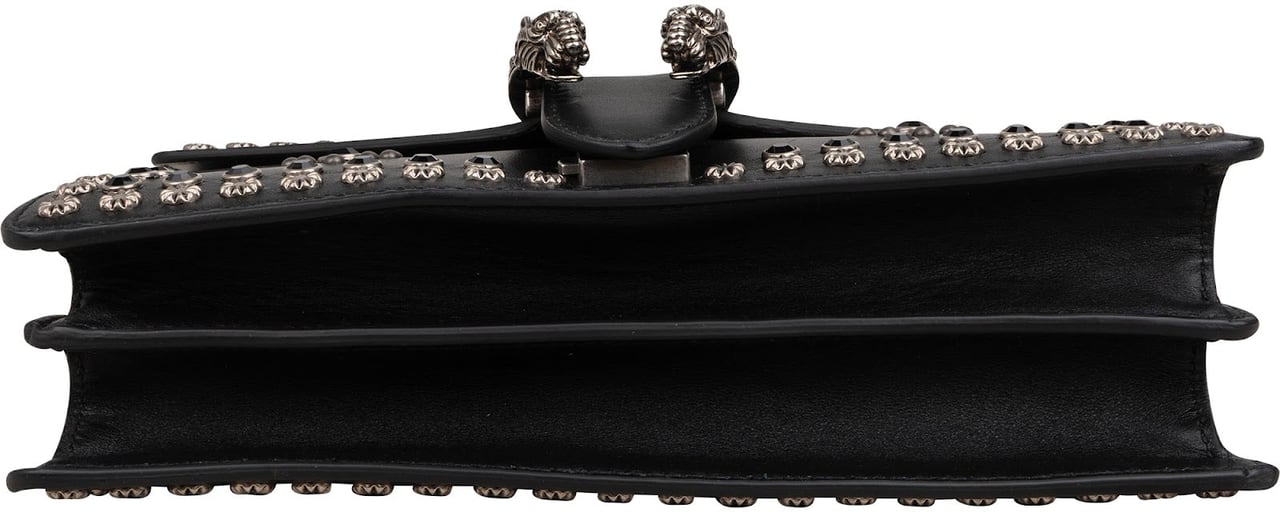 Gucci Black Soft Leather Dionysus Studded Shoulder Bag Zwart