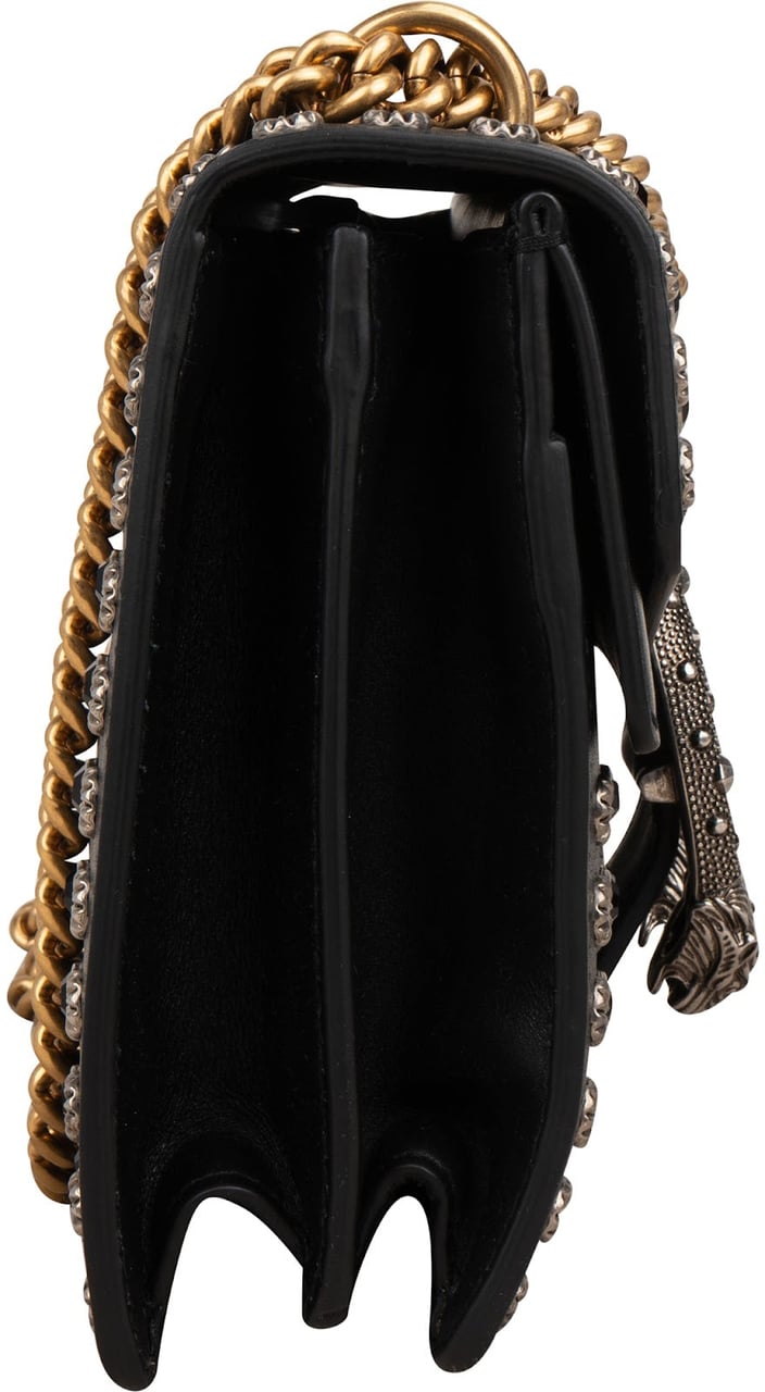 Gucci Black Soft Leather Dionysus Studded Shoulder Bag Zwart