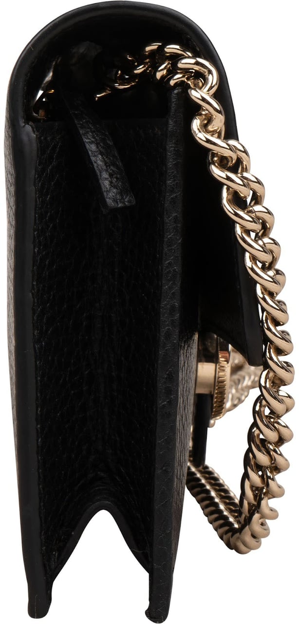 Gucci Black Leather Interlocking GG Wallet On Chain Crossbody Bag Zwart