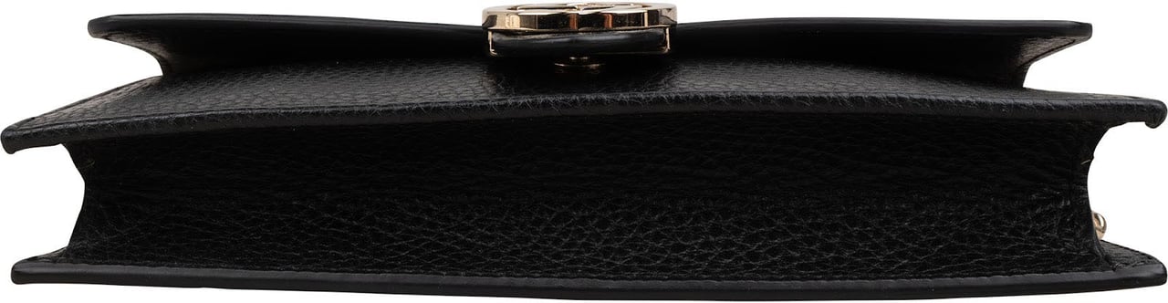 Gucci Black Leather Interlocking GG Wallet On Chain Crossbody Bag Zwart