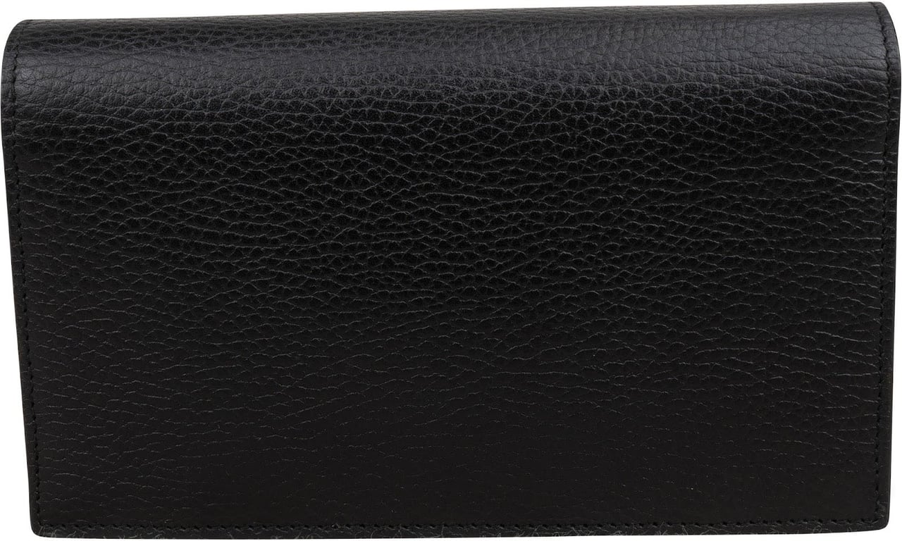 Gucci Black Leather Interlocking GG Wallet On Chain Crossbody Bag Zwart