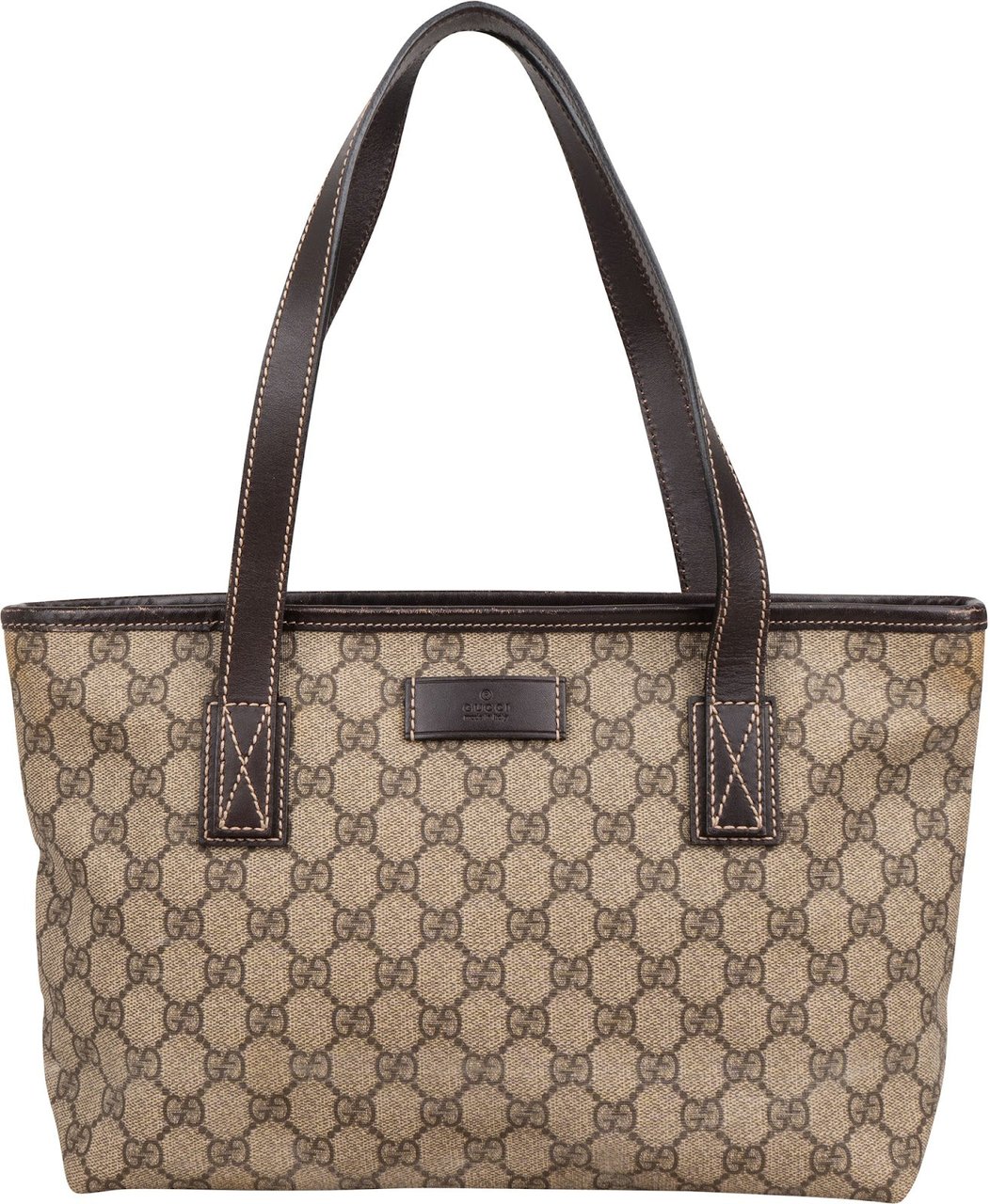Gucci Monogram GG Supreme Small Tote Shoulder Bag Beige