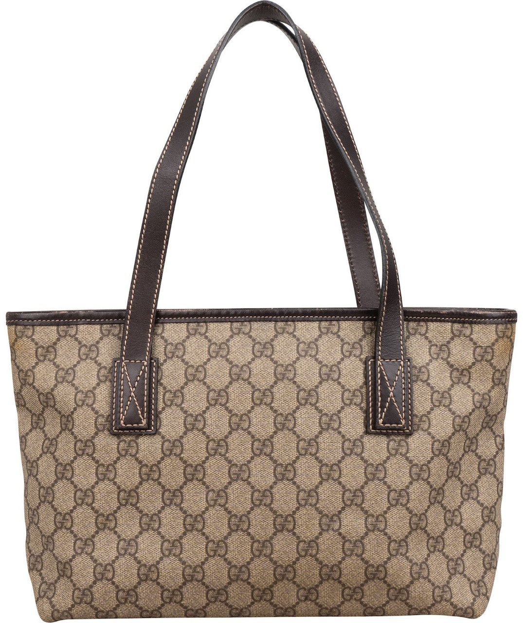 Gucci Monogram GG Supreme Small Tote Shoulder Bag Beige
