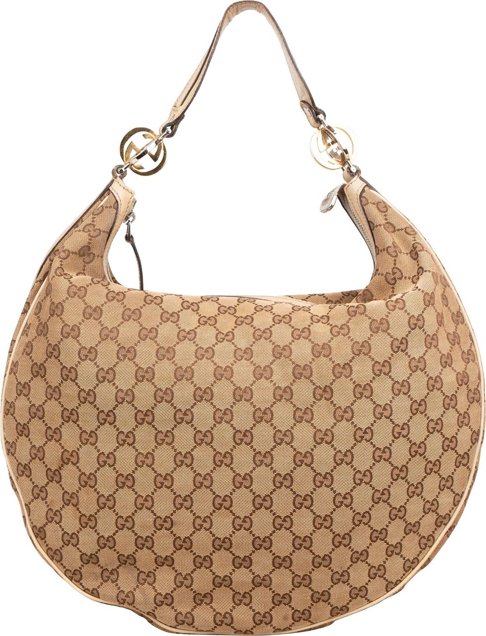 Gucci Monogram GG Canvas Britt Interlocking G Hobo Shoulder Bag Beige