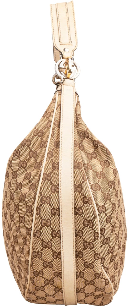 Gucci Monogram GG Canvas Britt Interlocking G Hobo Shoulder Bag Beige