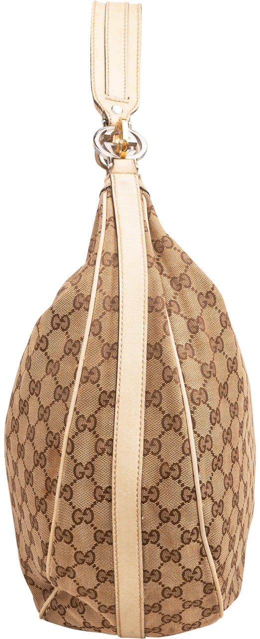 Gucci Monogram GG Canvas Britt Interlocking G Hobo Shoulder Bag Beige