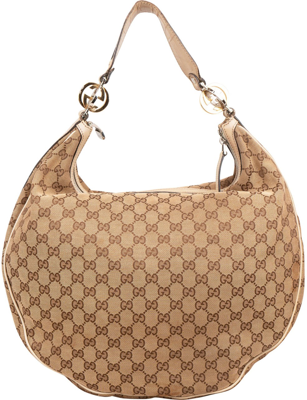 Gucci Monogram GG Canvas Britt Interlocking G Hobo Shoulder Bag Beige