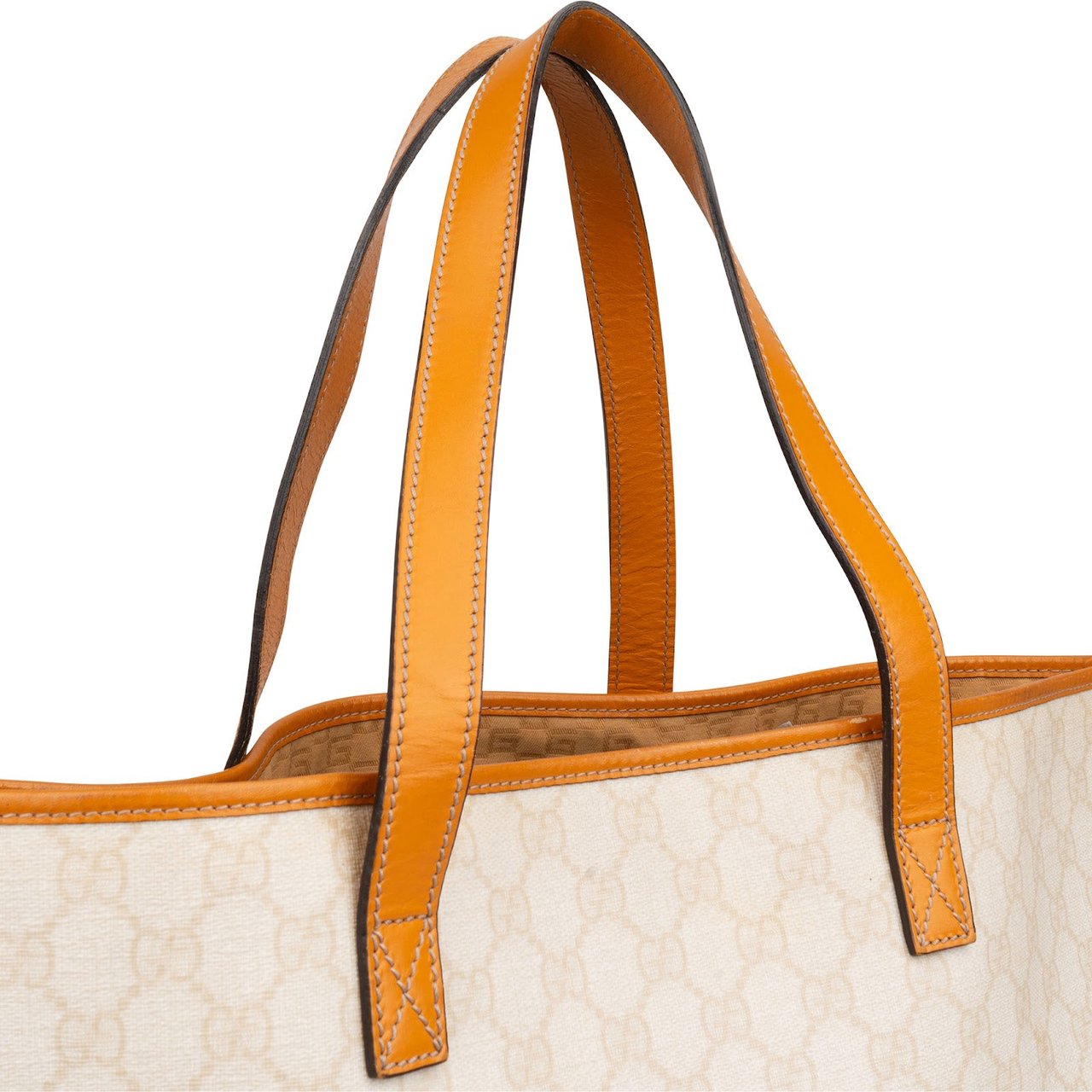 Gucci Monogram GG Canvas Tote Shoulder Bag Beige