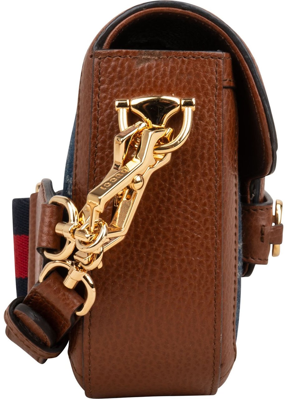 Gucci Monogram GG Denim Horsebit 1955 Shoulder Crossbody Bag Blauw