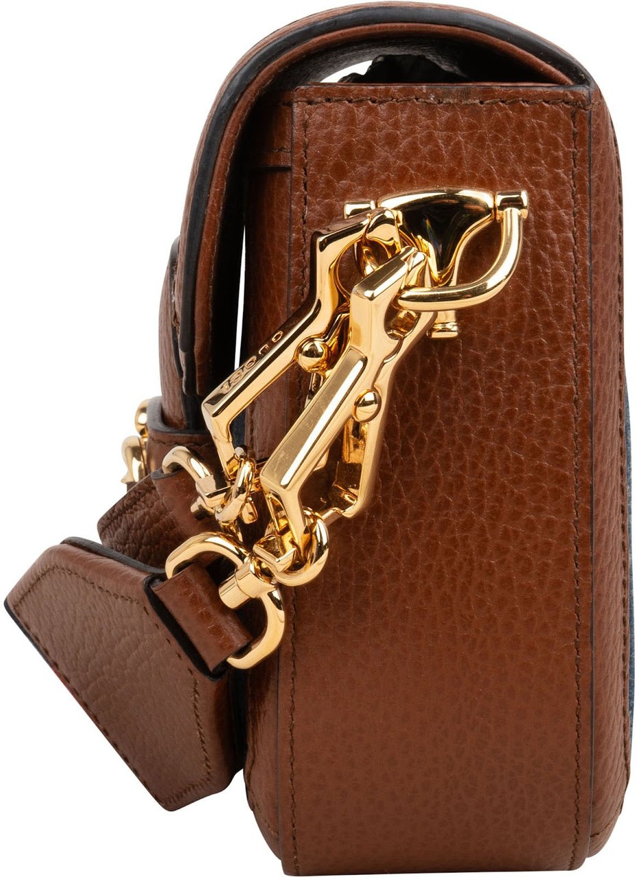 Gucci Monogram GG Denim Horsebit 1955 Shoulder Crossbody Bag Blauw