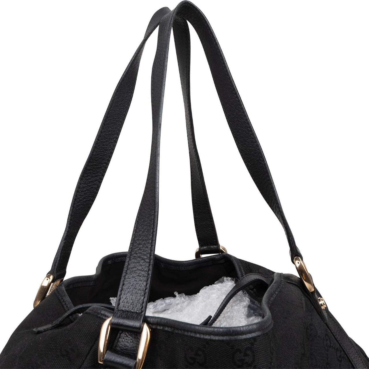 Gucci Monogram GG Canvas Abbey D-Ring Hobo Shoulder Bag Zwart