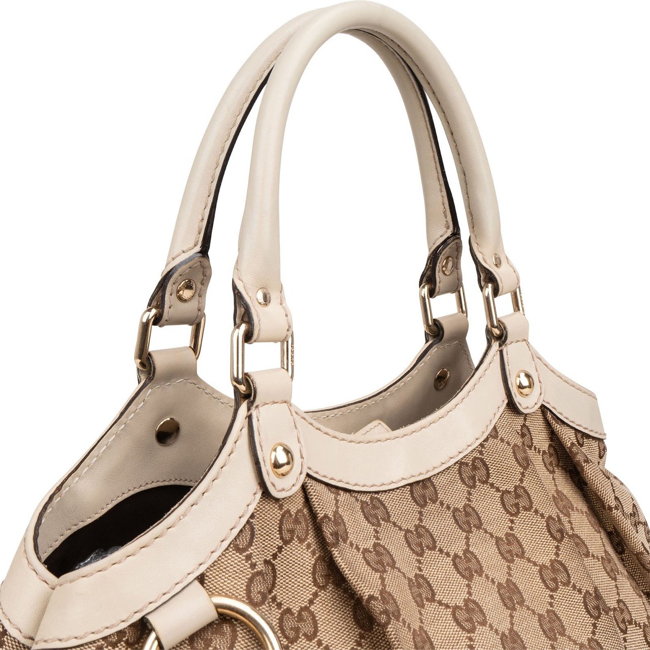 Gucci Monogram GG Canvas Sukey Tote Handbag Beige