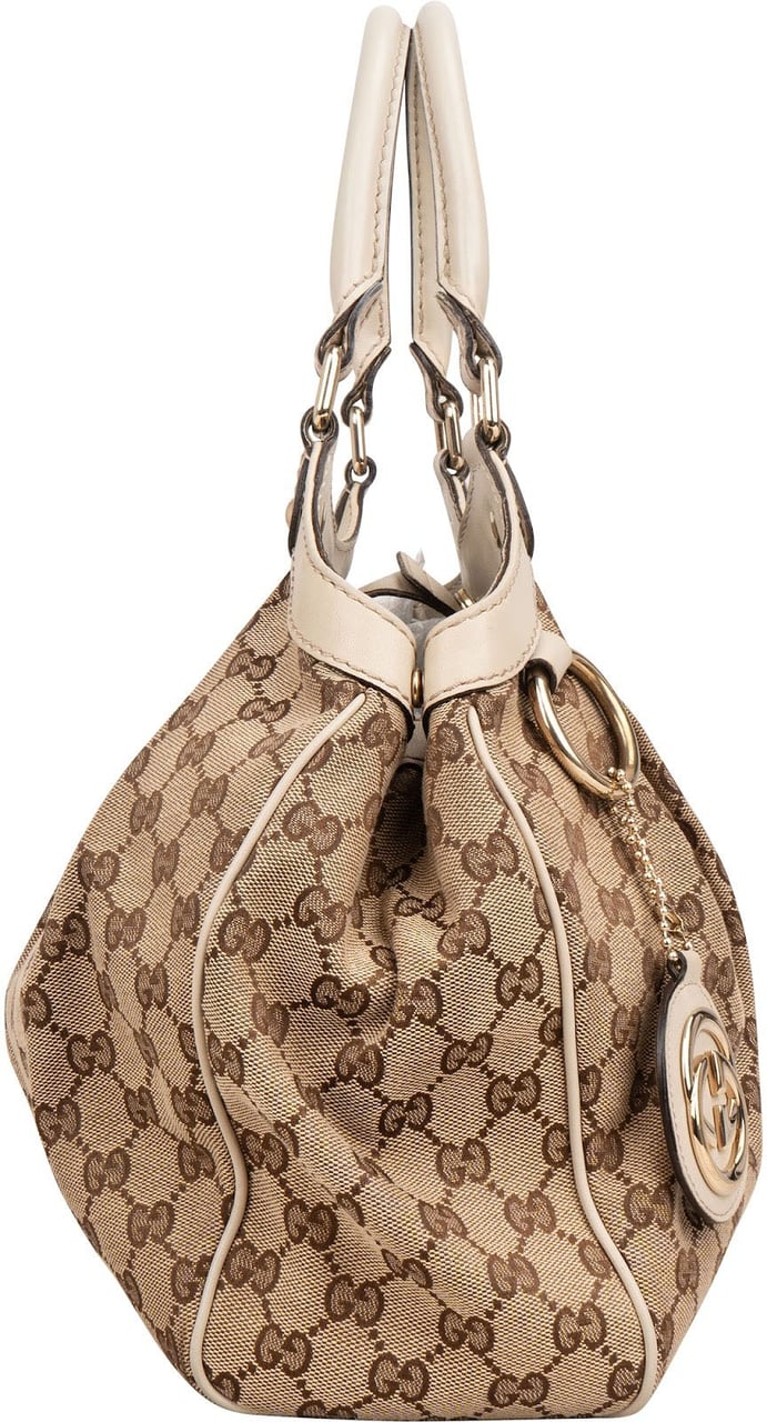 Gucci Monogram GG Canvas Sukey Tote Handbag Beige