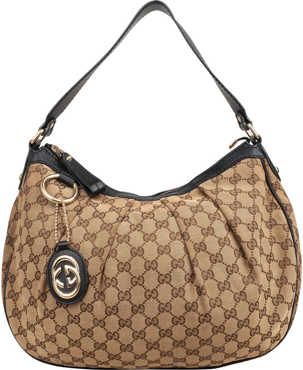 Gucci Monogram GG Canvas Sukey Hobo Shoulder Bag Beige