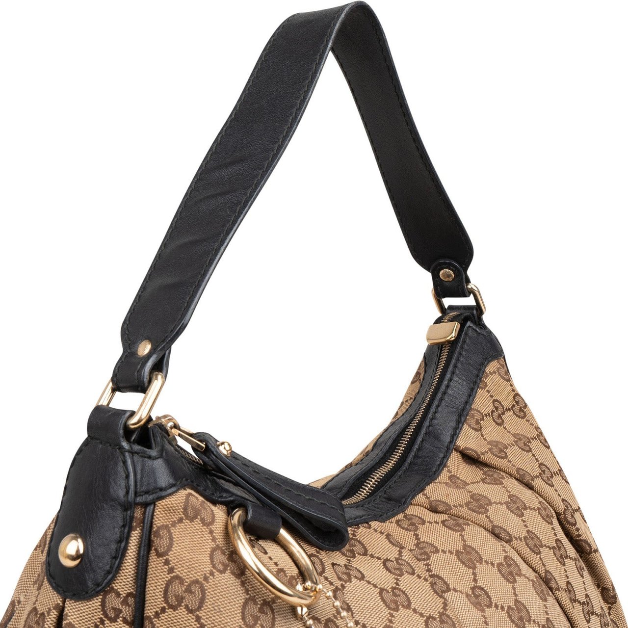 Gucci Monogram GG Canvas Sukey Hobo Shoulder Bag Beige
