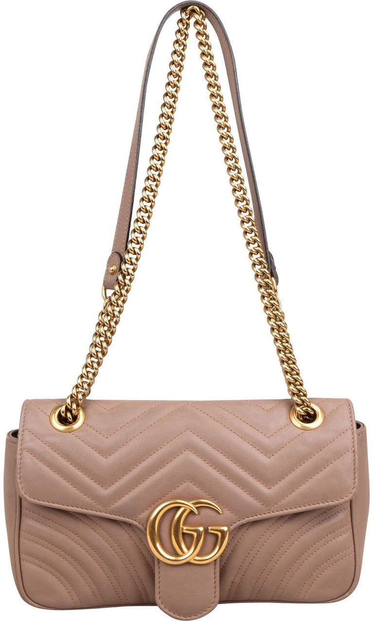 Gucci Chevron GG Marmont Matelassé Medium Shoulder Crossbody Bag Roze