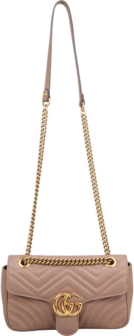 Gucci Chevron GG Marmont Matelassé Medium Shoulder Crossbody Bag Roze
