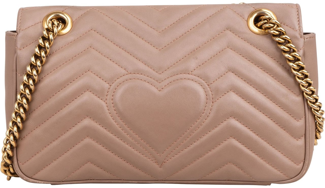 Gucci Chevron GG Marmont Matelassé Medium Shoulder Crossbody Bag Roze