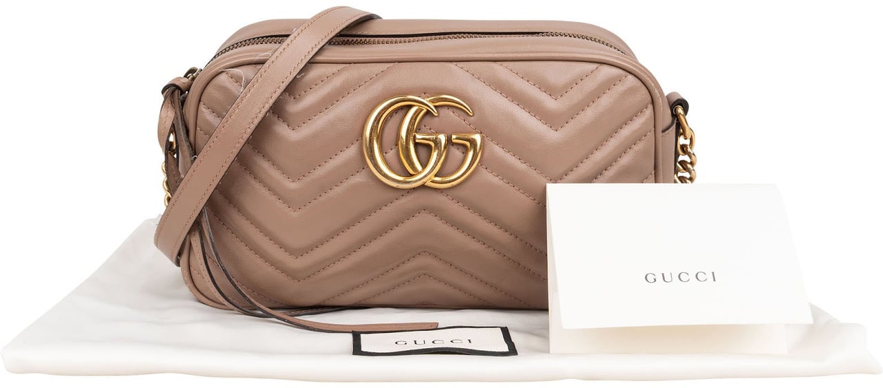 Gucci Chevron Matelassé Leather GG Marmont Camera Crossbody Bag Rood