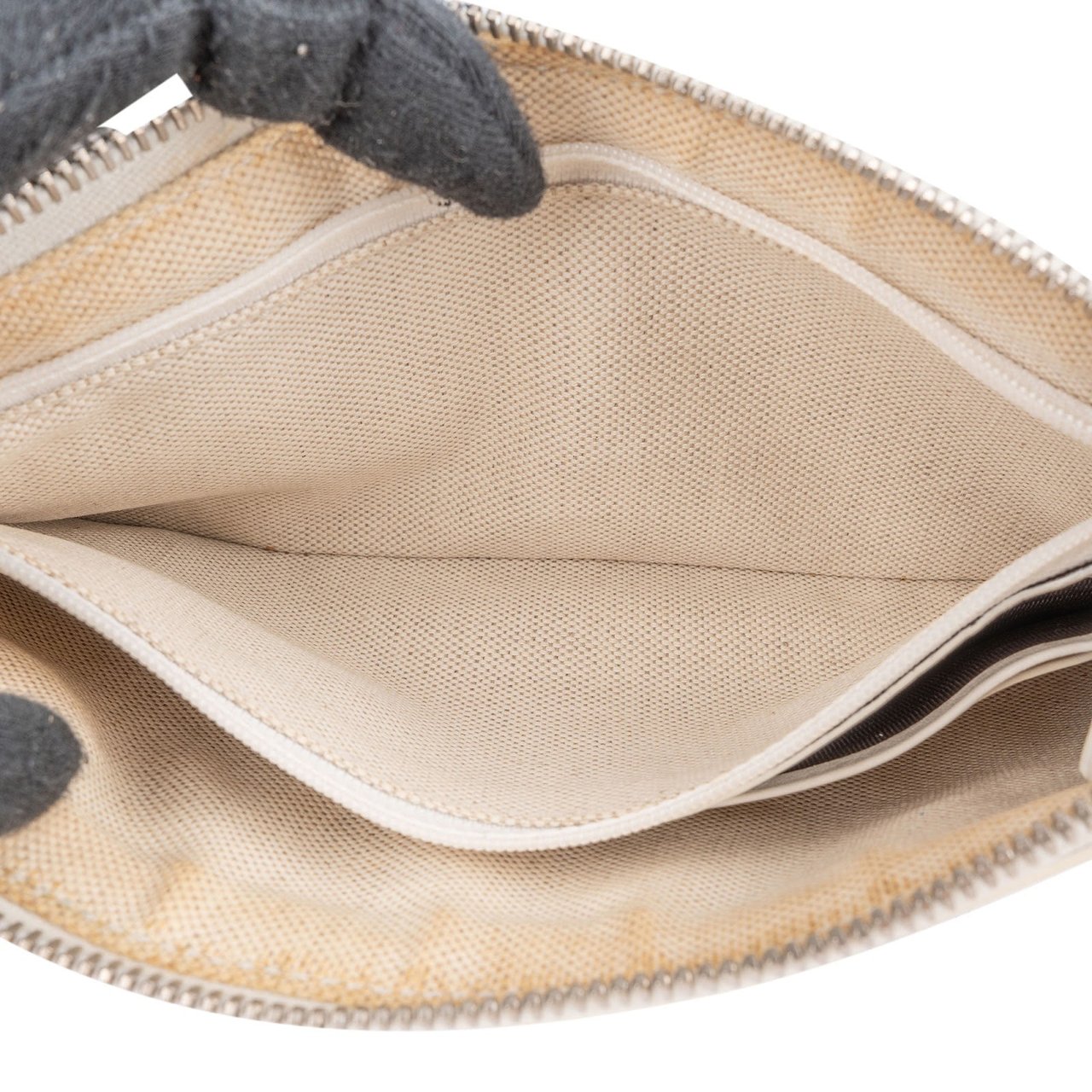 Gucci Guccissima Leather Horsebit Wristlet Pouch Bag Beige