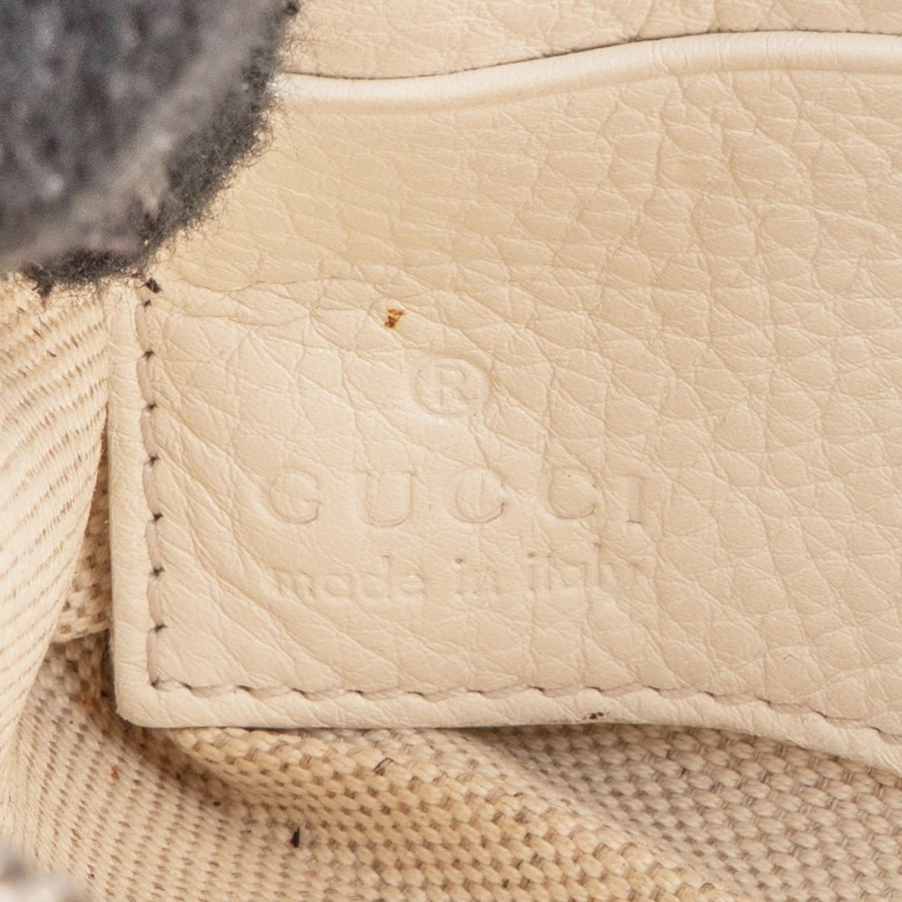 Gucci Guccissima Leather Horsebit Wristlet Pouch Bag Beige