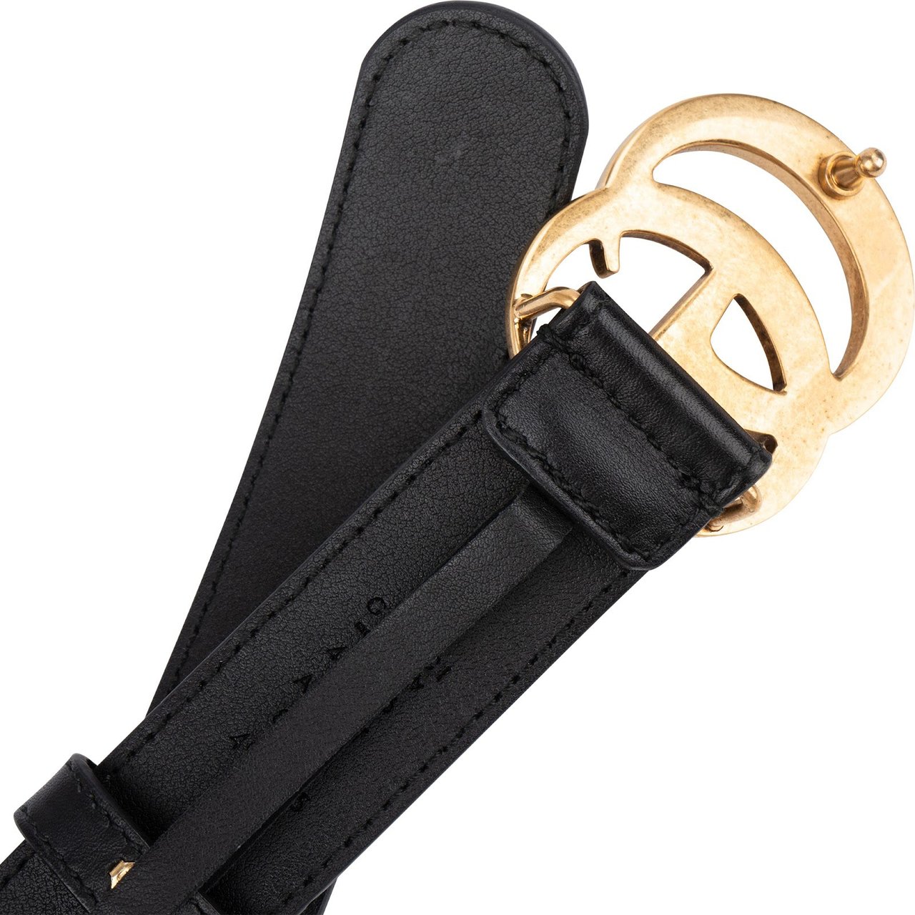 Gucci Black Leather GG Marmont Belt (85 / 34) Zwart