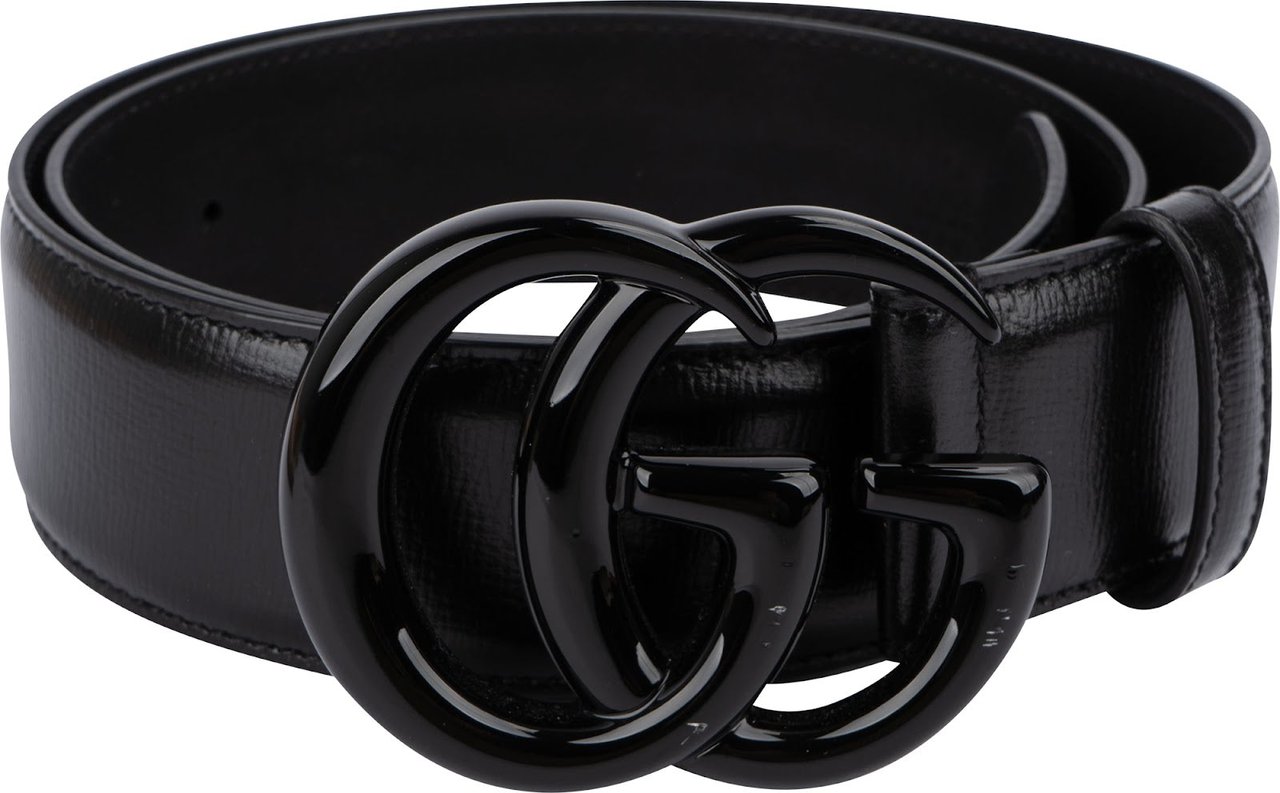 Gucci Black Leather GG Marmont Belt (75 / 30) Zwart