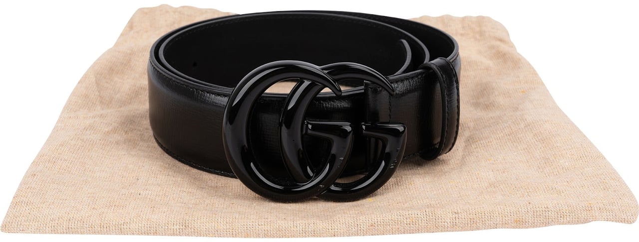 Gucci Black Leather GG Marmont Belt (75 / 30) Zwart